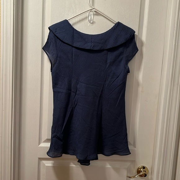 LAPIS Bias Cut Draped Front Cap Sleeve Rayon Georgette Top Sz Medium - Picture 4 of 7